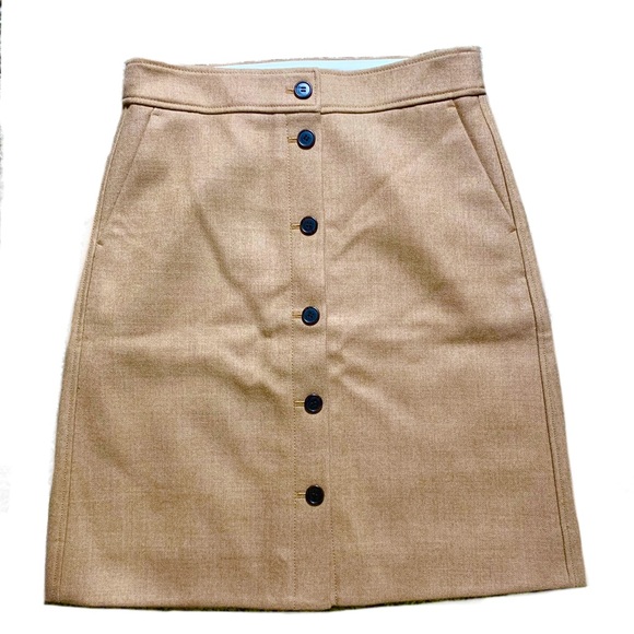 J. Crew Wool Button Down A-Line Knee-Length Skirt Size 8 - Picture 1 of 5